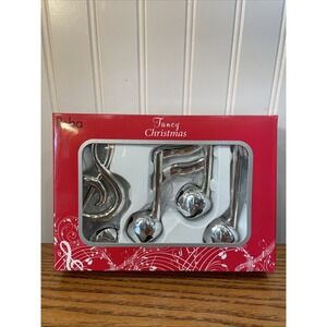 Vintage Reba Fancy Christmas Musical Note Christmas Ornaments Silver Color